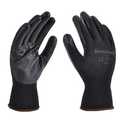 Guante Nylon Negro Palma Nitrilo Derma Care 51-811
